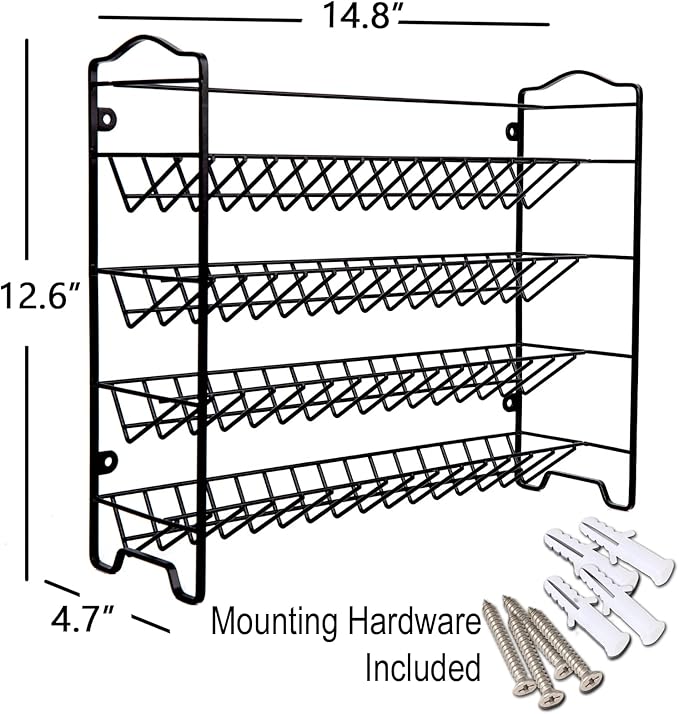 SWOMMOLY Spice Rack Organizer with 32 Glass Spice Jars, 396 Spice Labels, Chalk Marker and Funnel Complete Set, for Cabinet, Countertop, Cupboard or Wall Mount, Black - Image 6
