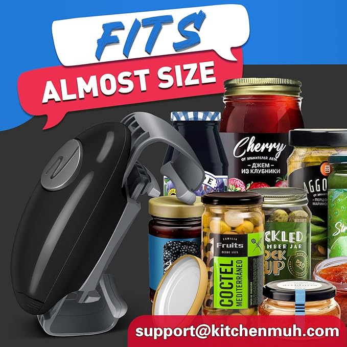 Higher Torque Electric Jar Opener for Seniors with Arthritis Fit Almost Jars Size, Strong Tough Automatic Jar Opener for Weak Hands, Hands Free Battery Operated Bottle Opener for Arthritic Hands Black - Image 5