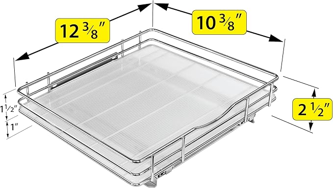 LYNK PROFESSIONAL® Pull Out Spice Organization for Cabinets - 12-3/8 inch Wide – Spice Rack for Inside Cabinets, Slide Out Spice Rack Organizer for cabinet – Pull Out Spice Rack, Sliding 1 Tier Chrome - Image 5