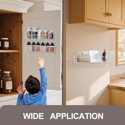 Spice Rack Wall Mount, 4-Pack Seasoning Organizer for Kitchen Storage Organization, Metal Spice Holder Saving Space Shelf for Cabinet, RV, Pantry, Blue - Image 8