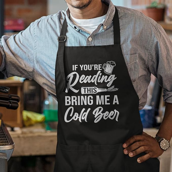 SANDJEST Funny Mens Aprons with Pockets for BBQ Grilling Cooking Grandpa Husband Apron for Birthday Christmas Father's Day