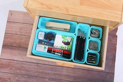 Kutesna 15 PCS Interlocking Desk Drawer Organizer Separator for Office,Bathroom,Kitchen,Makeup（Blue&Green） - Image 3