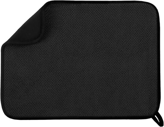GeeRic Microfiber Dish Drying Mat, Super Absorbent Kitchen Dish Drying Pad, Reversible for Countertop, 12*16 inch Black by GeeRic