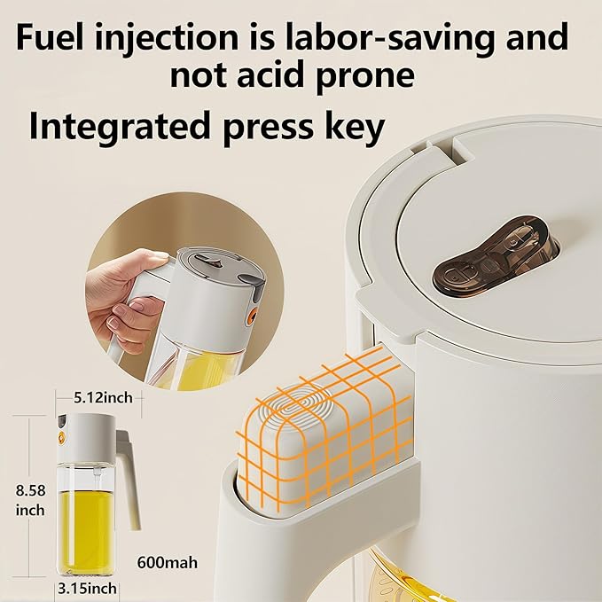 20.3oz/600ml Glass Material 2 in 1 Olive Oil Sprayer for Cooking, Switch Between Mist & Precision Pour, Food-Grade Oil Mister for Kitchen, Air Fryer, BBQ, Salad, Baking - Image 4