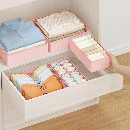 DIMJ Drawer Organizer Clothes Storage - 24 Pack Baby Dresser Organizer for Nursery, Foldable Closet Drawer Organizer Bins for Bedroom Organization, Fabric Storage Dividers for Socks, Underwears, Bras - Image 5