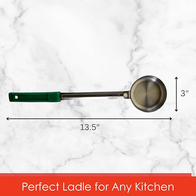 4 Ounce Solid Stainless Steel Portion Control Ladle Spoon for Measuring and Serving; Commercial Grade Serving Scoops [Pack of 2] - Image 4