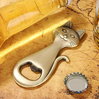 Cat Beer Bottle Opener, Cat Gifts for Cat Lovers, Kitty Beer Opener, Birthday Gifts, Christmas Gifts for Women Men, Bronze with Bag