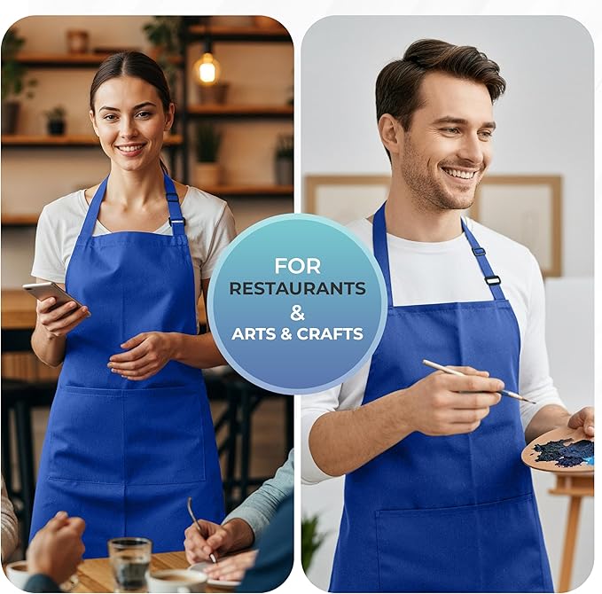 Utopia Kitchen 4 Pack Bib Apron Adjustable with 2 Pockets, Water and Oil Resistant, Cooking Kitchen Chef Apron for Women Men - Image 6