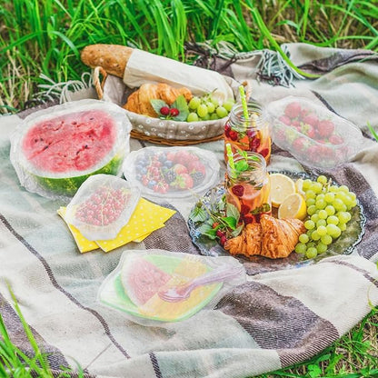Sukh 100PCS Bowl Covers Reusable - Thickend&Sturdy Plastic Bowl Cover Elastic Food Covers Stretch Reusable Disposable Food Storage Fresh Keeping Bags Outdoor to Keep Dust Away Outdoor Party Supplies - Image 7