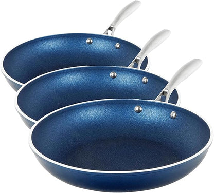 Granitestone Blue 12 Inch Nonstick Frying Pan With Mineral and Diamond Triple Coated Surface, Oven/Dishwasher Safe, 100% Non Toxic