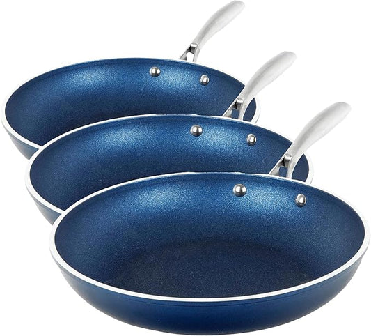 Granitestone Blue 12 Inch Nonstick Frying Pan With Mineral and Diamond Triple Coated Surface, Oven/Dishwasher Safe, 100% Non Toxic
