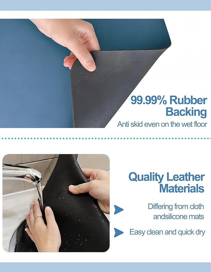 Dish Drying Mat for Kitchen Counter, 16"x24" Dish Drying Pad with Non-slip Rubber Backed, Hide Stain Anti Absorbent for Kitchen Counter, Drying Mat for Coffee Machine Dish Rack (Blue) - Image 5