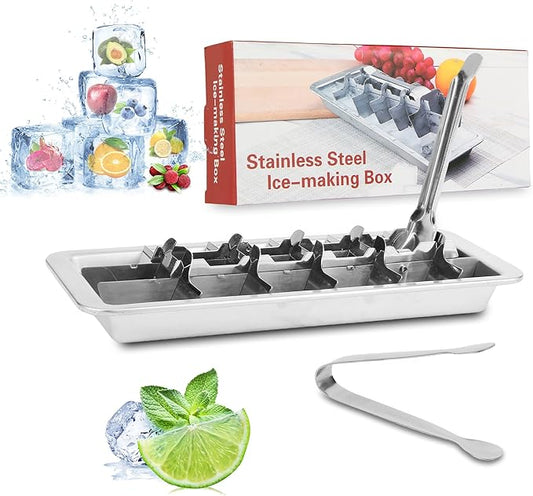 Stainless Steel Ice Cube Trays for Freezer, 18-Slot Vintage Inspired Design Metal Ice Cube Trays with Removable Tray, Easy Release Handle, Dishwasher Safe for Bars, Kitchens & Frozen Foods