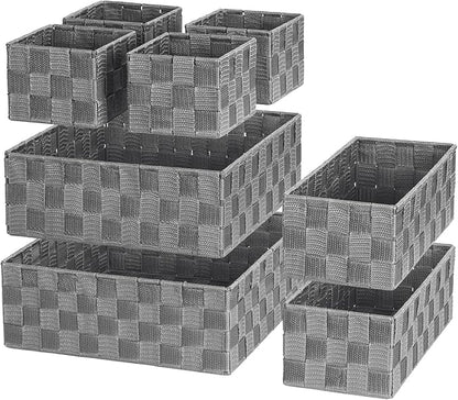 Posprica Woven Baskets, Storage Baskets for Organizing (Set of 8), Cube Baskets Bin Container Matching Storage Boxes Organizers for Pantry, Office, Shelves, Media-room by Posprica