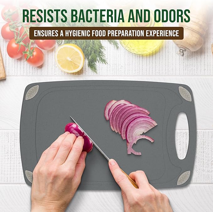 AXIOM CREATIONS 2-Piece Reversible Cutting Board Set Made from Natural Food Grade Wheat Straw Material - Eco-Conscious Alternative to Plastic - Gluten Free & BPA Free Chopping Boards for Kitchen - Image 6