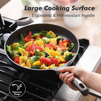 SENSARTE Ceramic Nonstick Frying Pan Skillet with Lid, 12.5 Inch Non Stick Pan Omelette Pans, Healthy Kitchen Cooking Chef's Pan, Free of Intentionally Added PFOA/PFOS, Induction Compatible, Black - Image 8