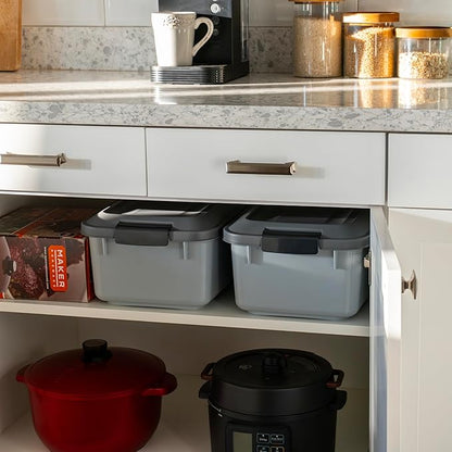 IRIS USA WeatherPro Airtight Pet Food Storage Container, Up to 14 lbs, Dog Cat Bird and Other Pet Food Storage Bin Keep Pests Out Translucent Body BPA Free Stackable, 2 Pack, Gray - Image 5