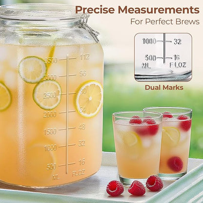 ComSaf 1 Gallon Square Glass Jars with Airtight Lids (135oz, Set of 2), Extra-Wide Mouth Canisters with Measurement Marks for Bulk Flour Storage, Fermenting Kombucha & Pickling - Image 3
