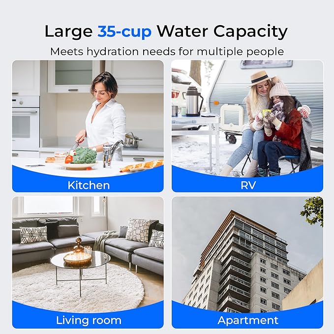 Waterdrop Slim Alkaline Water Filter Dispenser, 35-Cup, Large Capacity, 100-Gallon Long-Life, Faster Filtration, Reduces Chlorine, PFOA/PFOS and More, BPA Free, White (with 1 Filter) - Image 5