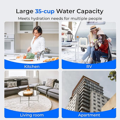 Waterdrop Slim Alkaline Water Filter Dispenser, 35-Cup, Large Capacity, 100-Gallon Long-Life, Faster Filtration, Reduces Chlorine, PFOA/PFOS and More, BPA Free, White (with 1 Filter) - Image 5