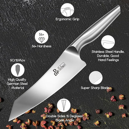 DDF iohEF Knife Set with Knife Strip, 8 Piece Professional Kitchen Knife Set, Japanese High Carbon Stainless Steel Chef Knives Set with Magnetic Knife Holder for Wall - Image 4
