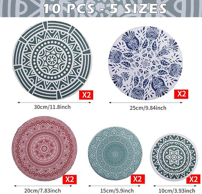 10Pcs Reusable Bowl Covers In 5 Size, Stretch Cloth Fabric Dish Cover Kitchen Storage Containers Lids for Fruits Food Leftover Dough Bread Proofing