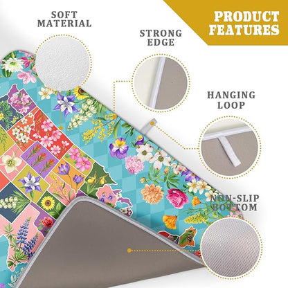 Flower Map Dish Drying Mat Colorful Floral Microfiber Large Dish Drying Pad for Kitchen Counter 18 X 24 In - Image 4