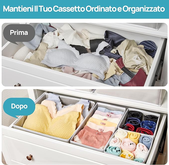 Vtopmart 12 Pack Baby Clothes Organizer, Dresser Drawer Organizer for Baby Clothing, Foldable Fabric Closet Drawer Storage Bins, Dresser Dividers for Bra, Socks, Ties, Scarf - Image 3