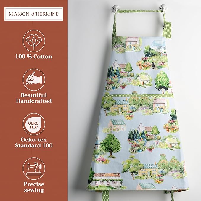 Maison d' Hermine 100% Cotton Apron for women with Pocket Kitchen Chef Apron for Men Cooking Mothers Day Gifts