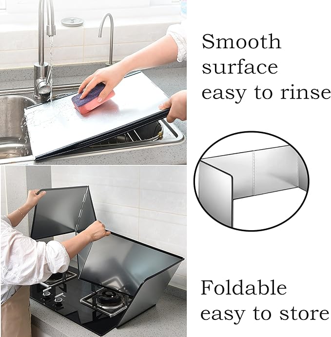 Splatter Screen - 4 Sided Stainless Steel Grease Splatter Guard for Frying Pan, Fine Mesh Oil Splash Protector, Stove Top Splatter Shield, Easy Clean & Durable Kitchen Essential - Image 6