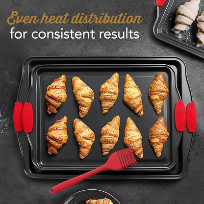 Baking Pan Set, 15 Piece Premium Baking Set, Nonstick Bakeware Sets BPA Free, Cookie Sheets for Baking Nonstick Set, Steel Baking Sheets for Oven with Muffin Pan, Cake Pan & Black Kitchen Utensils - Image 6