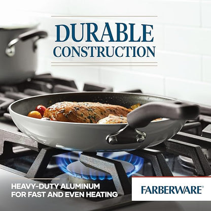 Farberware Cookstart DiamondMax Nonstick Cookware/Pots and Pans Set, Dishwasher Safe, Includes Baking Pan and Cooking Tools, 15 Piece - Silver - Image 6