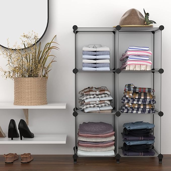 HOMIDEC 6 Light Grey Cube Storage Organizer, Modular Storage Shelf with Hammer, Cube Storage Bin Cabinet Closet Bookshelf for Living Room, Bedroom, Office, Each Cubes Size 11.8 x 11.8 inch - Image 7