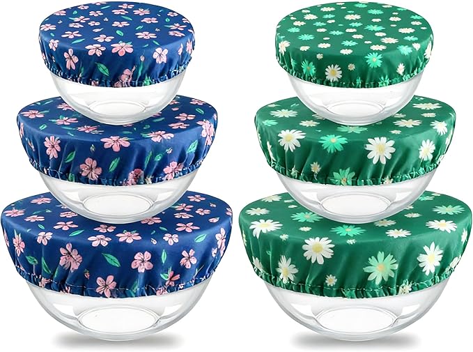 wegreeco Elastic Reusable Bowl Covers for Bread Proofing, Fabric Cloth Sourdough Bowl Covers for Proofing - Set of 6, Chrysanthemum