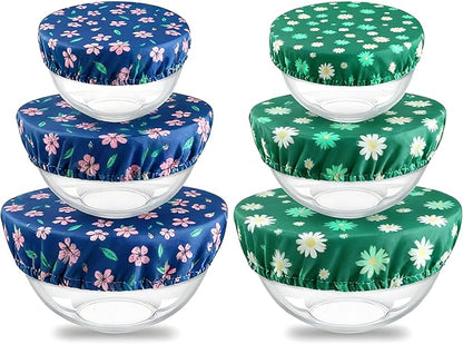 wegreeco Elastic Reusable Bowl Covers for Bread Proofing, Fabric Cloth Sourdough Bowl Covers for Proofing - Set of 6, Chrysanthemum