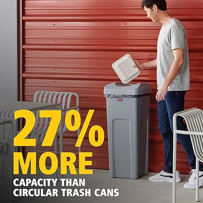 Rubbermaid Commercial Products Square Trash/Garbage Container with Untouchable Swing Top Lid, 23-Gallon, Gray, Perfect for Outdoor/Restaurant/School/Kitchen - Image 4