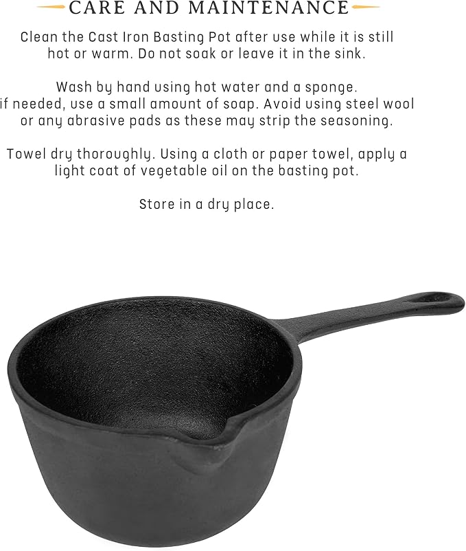 Jim Beam JB0204 Pre-Seasoned Heavy Duty Construction Cast Iron Basting Pot for Grilling and Oven, Large, Black - Image 7