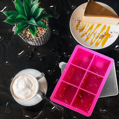 Silicone Ice Cube Trays with Lids,Large Square Ice Cube Molds for Freezer, Whiskey, Cocktail, Stackable Flexible and Reusable & Easy Release BPA Free (2 Pack&Dark Gray and Rose) - Image 7