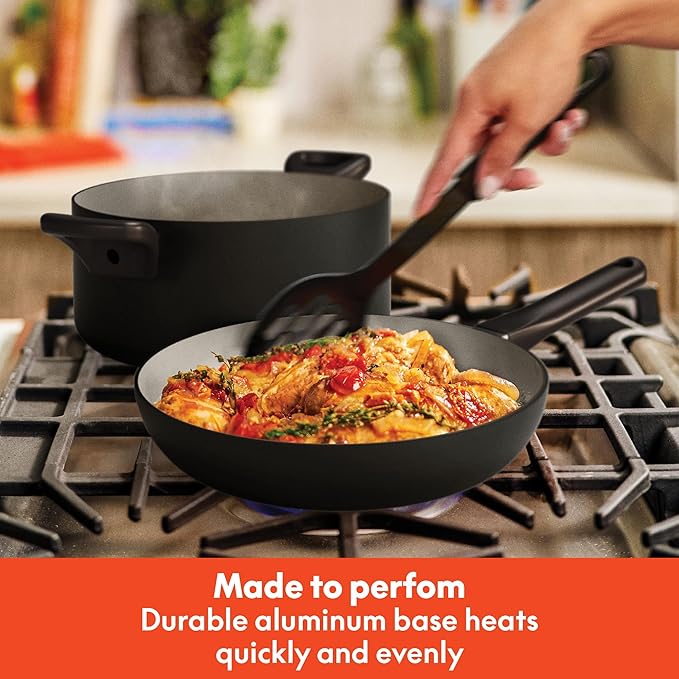 bella 21 Piece Kitchen Set with EverGood™ Ceramic Nonstick Coating​, Dishwasher & Oven Safe, All Stovetops Compatible, Tempered Glass Lids & Cool Touch Handles, Black - Image 5