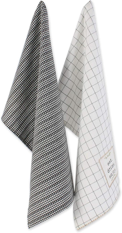 DII Home Sweet Farmhouse Kitchen Collection, Potholder/Oven Mitt/Dishtowel Set, Black, 4 Count