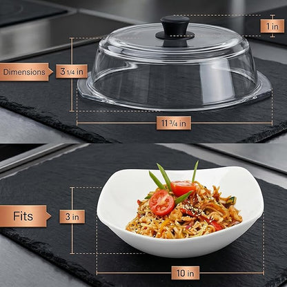 Bezrat Microwave Tall Glass Plate Cover | Splatter Guard Lid with Easy Grip Silicone Handle Knob | 100% Food Grade | BPA Free and Dishwasher Safe | 10 Inch (Black-) - Image 5