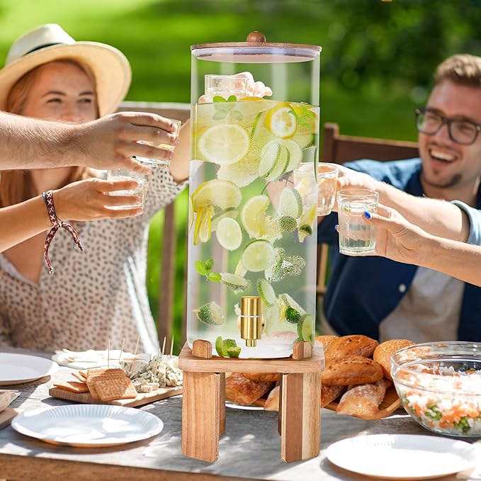 2 Gallon Large Drink Dispenser for Parties,Glass Beverage Dispenser with Stand,Glass Water Dispenser with Airtight Valve,Lemonade Dispenser for Fridge,Water, Juice,Punch,Cocktails,Ice Tea & Sun Tea-8L - Image 6