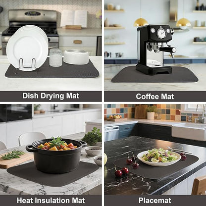 Dark Gray Dish Drying Mats 20" x 15", XL Kitchen Drying Mat for Counter, Microfiber Dish Dryer Mat, Microfiber Dish Rack Mat, Foldable Dish Drying Pad for Dishes, Pots, Pans (Dark Gray) - Image 5