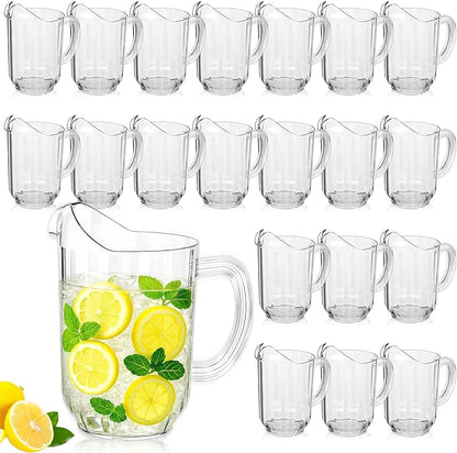Tessco for you 20 Pcs Plastic Pitchers 60 Ounce Clear Restaurant Jug Large Water Pitcher Carafe Serve Milk Tea Juice Drink for Parties Container Dispenser Beer Jar by Tessco
