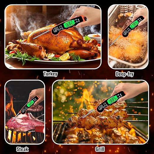 Meat Thermometer Digital, IP67 Waterproof Food Thermometer for Cooking and Baking, Instant Read Meat Thermometer with Backlight, Hold Function & Magnet for Kitchen, Beef, Grill, BBQ, Candy, Turkey - Image 3