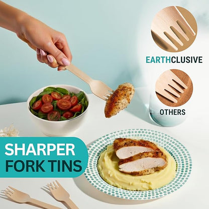 Disposable Wooden Forks For Eating - 300pcs - Heavy Duty & Sharp - Our Guilt-Free FSC Certified Wood Protects Forests - A Great Alternative to Bamboo Forks Disposable - Image 2
