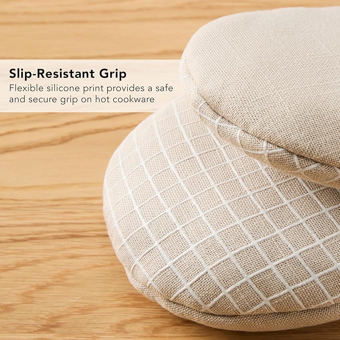KITCHENAID Gourmet Series Gridlines Mini Oven Mitts 2-Pack Set, Heat Resistant up to 600°F, Soft Silicone Grip, Magnetic Cuff, Milkshake Tan, 5.5"x9" - Image 7