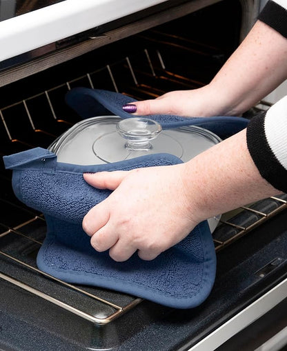 RITZ Terry Potholder & Hot Pad: Unparalleled Heat Resistant, Durable 100% Cotton – Ergonomically Designed for Optimal Grip – Easy-Care Machine Washable – 4-Pack, Federal/Graphite - Image 4