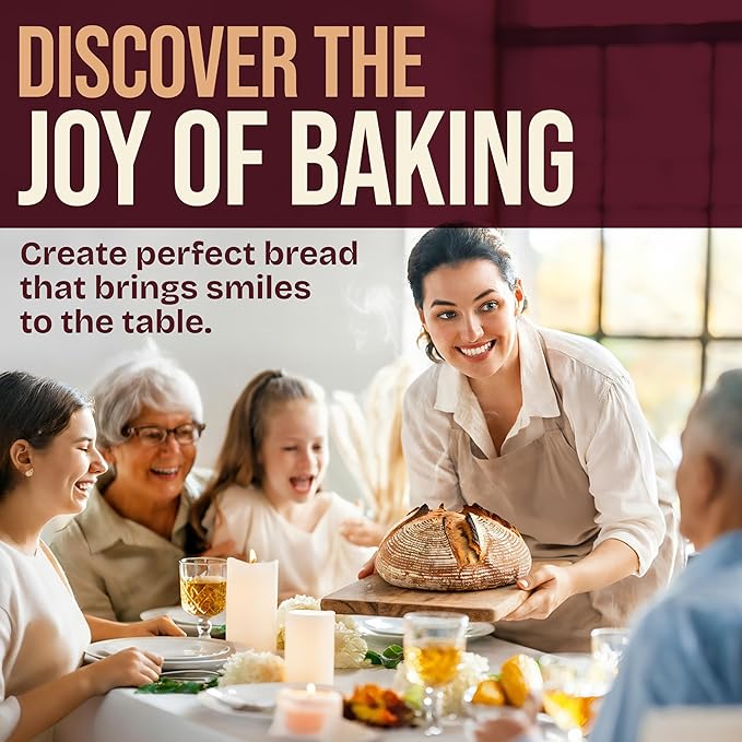 Superbaking Banneton Bread Proofing Basket, Sourdough Bread Baking Supplies, Round 9 Inch Sourdough Starter Kit, Proofing Basket for Baking, Bread Making Supplies Tools, Banneton Basket Gift Set - Image 9