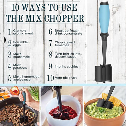 2 Pack Meat Chopper, 5 Curve Blades Ground Beef Masher, Heat Resistant Meat Masher Tool for Hamburger Meat, Ground Beef, Turkey and More, Nylon Hamburger Chopper Utensil Non-scratch Utensils-blue - Image 2